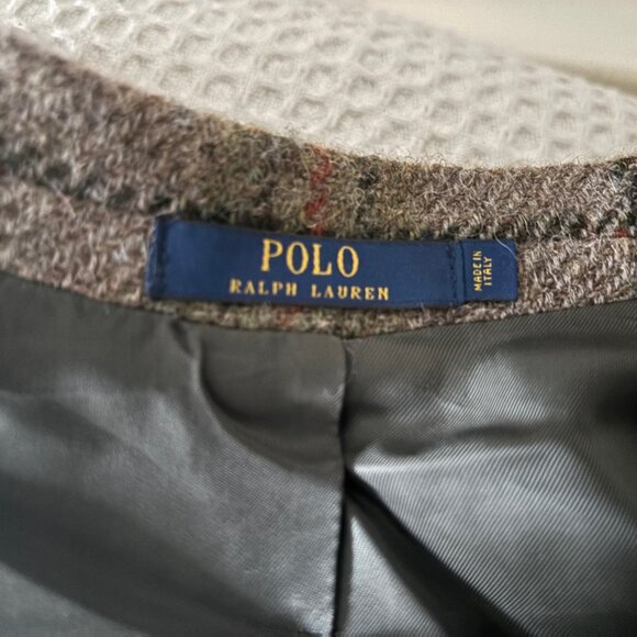 $1398 Polo Ralph Lauren Blanket Plaid Wool Alpaca Tweed Sport Coat Mi Italy- 44L - Picture 13 of 13